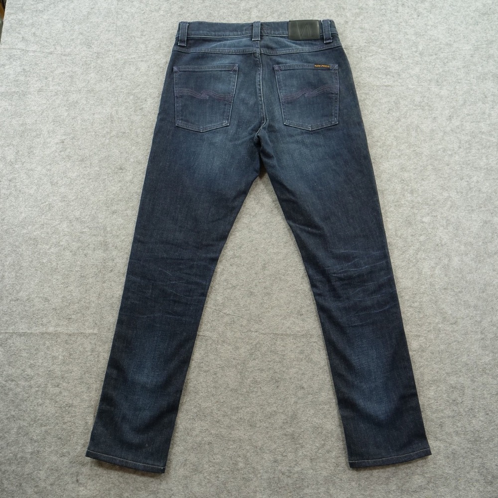 Nudie Jeans Mens 28 Blue Lean Dean Slim Straight Leg Mid Rise Organic - Picture 2 of 12